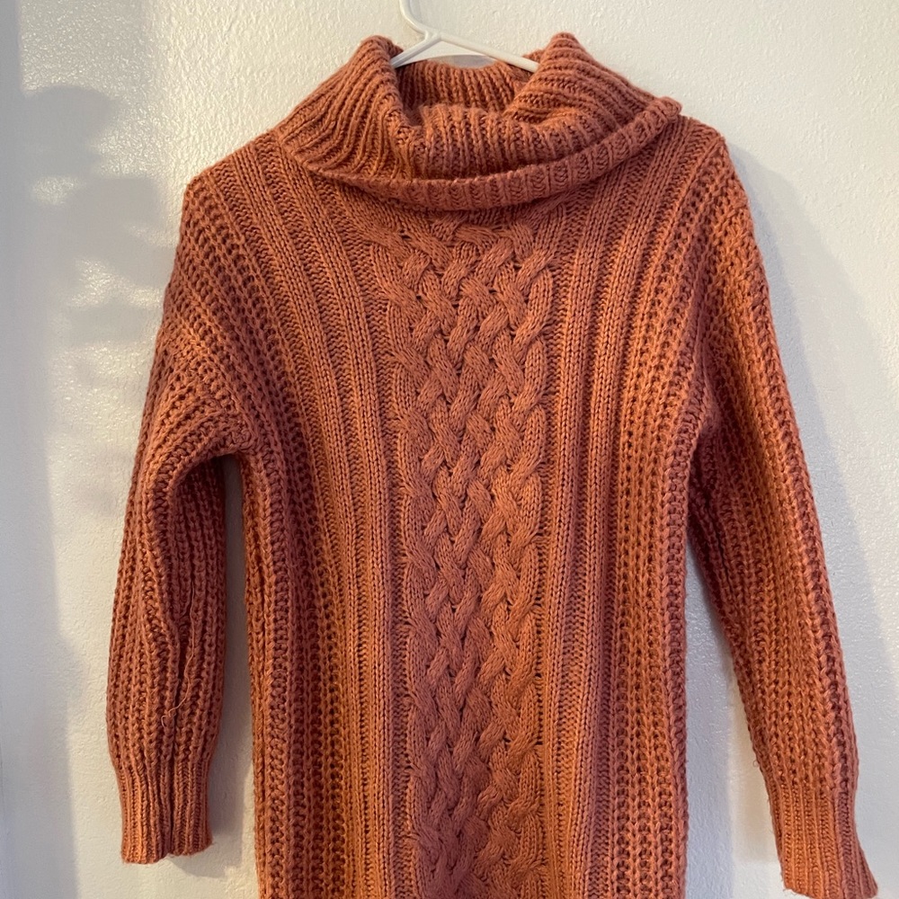 REWIND Coral-colored Cowelneck Sweater
